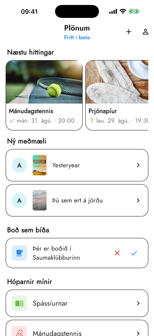 Forsíða Plönum: næstu hittingar og mæting