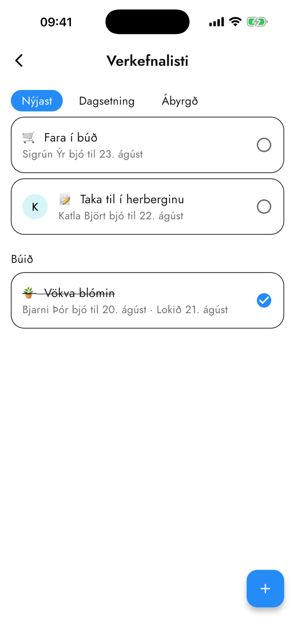 Verkefnalisti fjölskyldunnar í Plönum